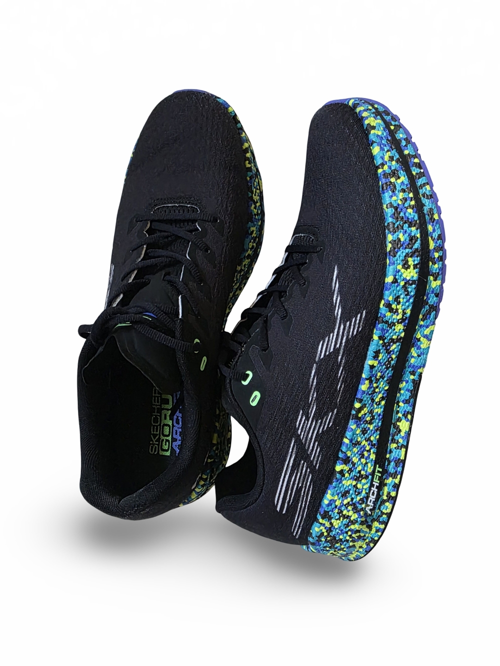 Skechers Black Athletic Running Colorfull Speckled Midsole Mens Size 13